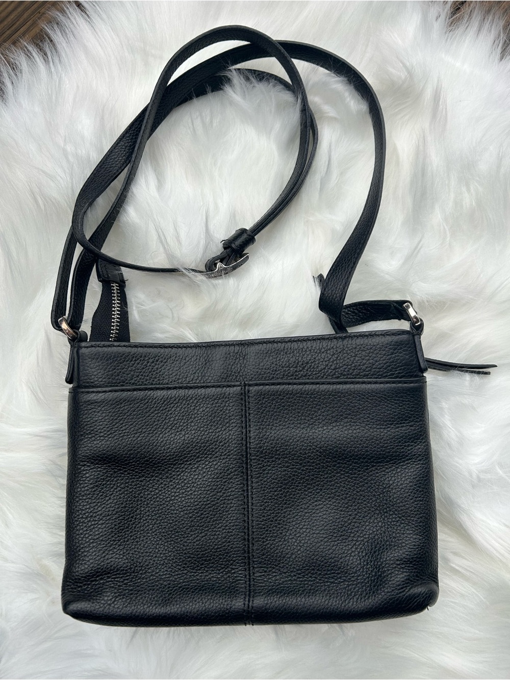 Black Pretty Tough Studded Crossbody Bag with Silver Accent - Picture 2 of 13